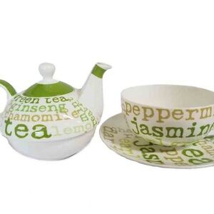 Green and White Tea Set
